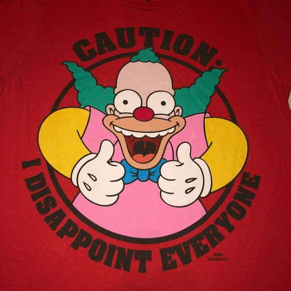 SIMPSONS KRUSTY THE CLOWN T SHIRT SIZE S RED I DISAPPOINT EVERYONE COTTON MENS - Picture 2 of 3